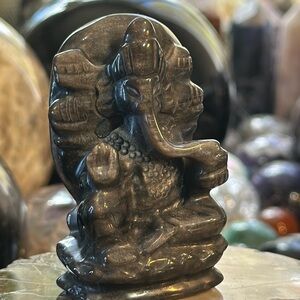 🔥SALE🔥 Silver Obsidian Lord Ganesh Carving!